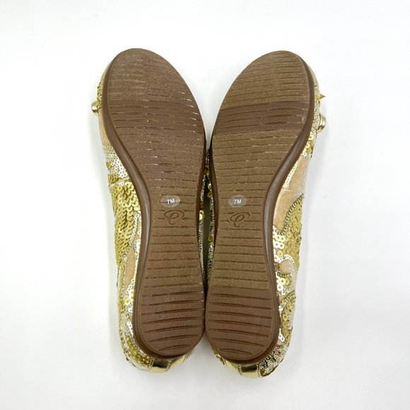 Easy Spirit X Martha Stewart Size 7 Gail Metallic Gold Sequin Ballet Flats Shoes - Picture 9 of 14